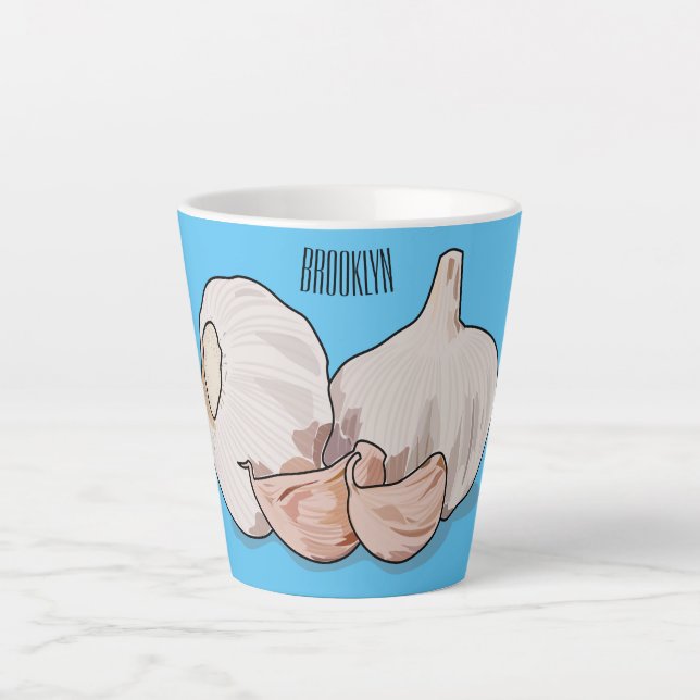 Taza De Café Latte Ilustracion personalizado de ajo (Anverso)