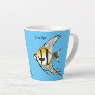 Taza De Café Latte Ilustracion personalizado de angelotes a rayas