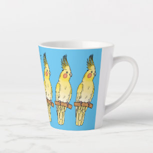 Taza De Café Latte Ilustracion personalizado de aves de Cockatiel