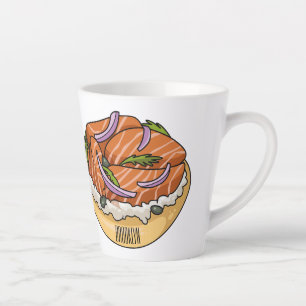 Taza De Café Latte Ilustracion personalizado de bagel de Salmon