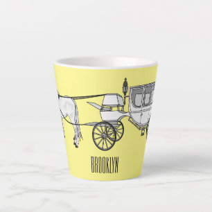 Taza De Café Latte ilustracion personalizado de caballos y carruajes 