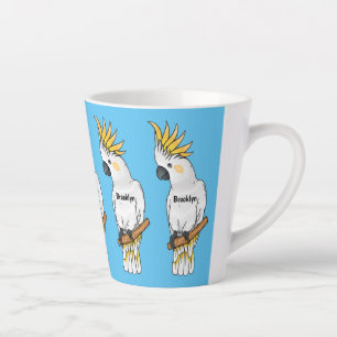 Taza De Café Latte Ilustracion personalizado de cacatúa con crema de