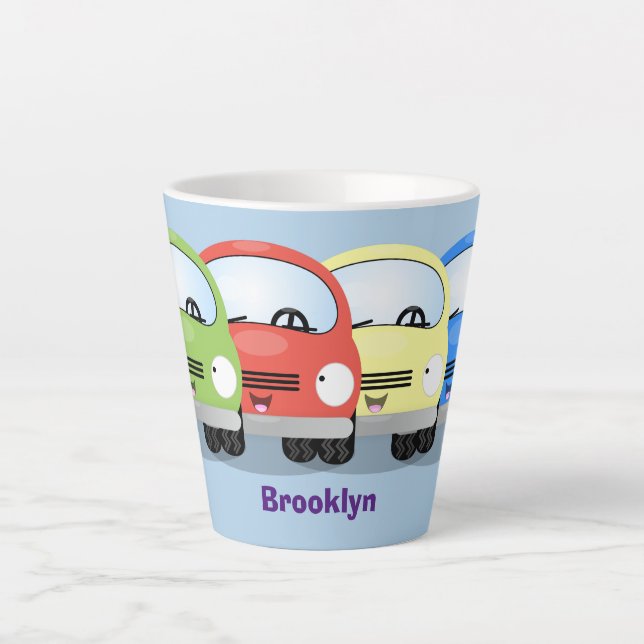 Taza De Café Latte Ilustracion personalizado de coches Cute kawaii (Anverso)