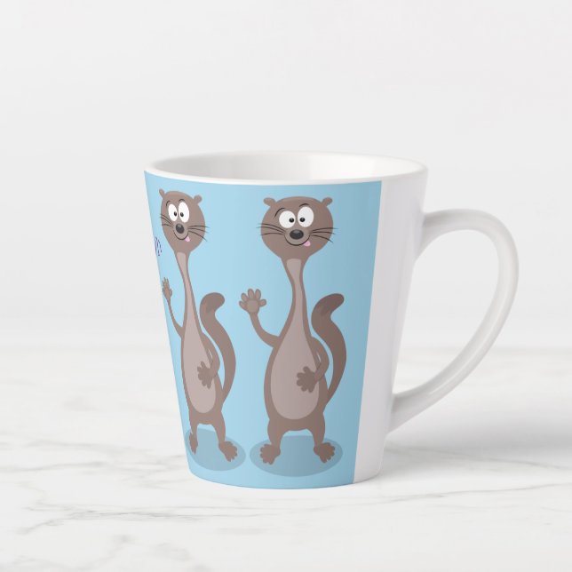 Taza De Café Latte Ilustracion personalizado de comadreja divertida (Derecha)