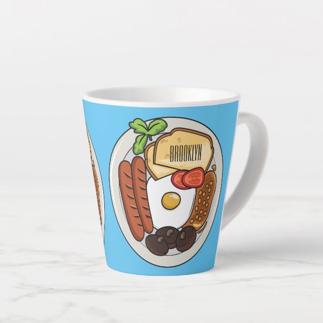 Taza De Café Latte Ilustracion personalizado de desayuno inglés (Ángulo derecho)