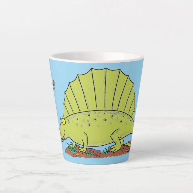 Taza De Café Latte Ilustracion personalizado de dimetrodon verde lind (Anverso)
