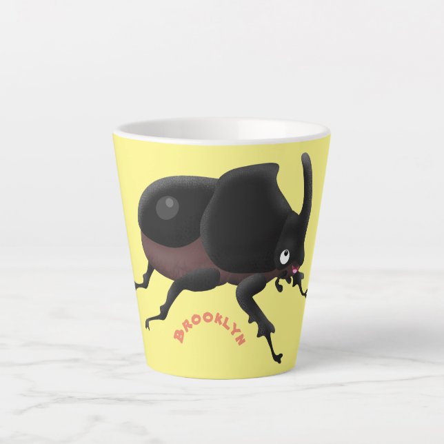 Taza De Café Latte Ilustracion personalizado de escarabajo rinoceront (Anverso)