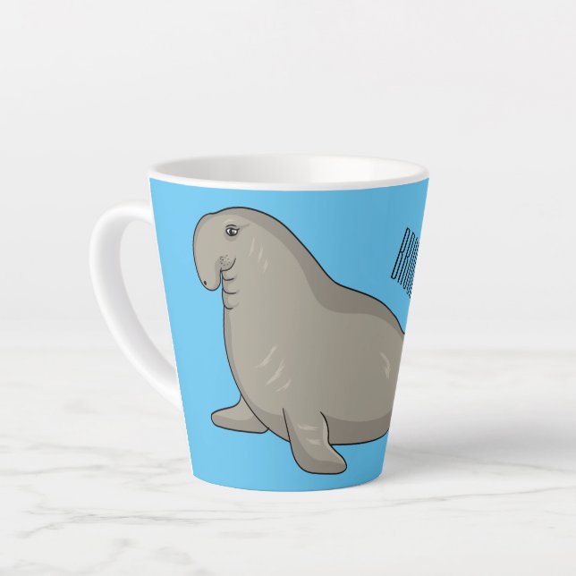 Taza De Café Latte Ilustracion personalizado de focas elefantes (Ángulo izquierdo)