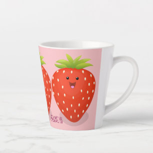 Taza De Café Latte Ilustracion personalizado de fresa cute kawaii