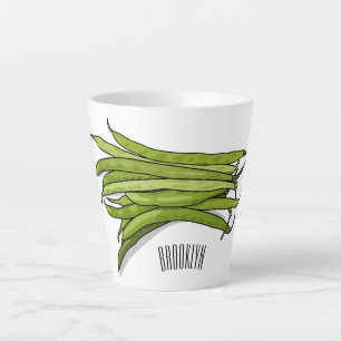 Taza De Café Latte Ilustracion personalizado de frijol verde