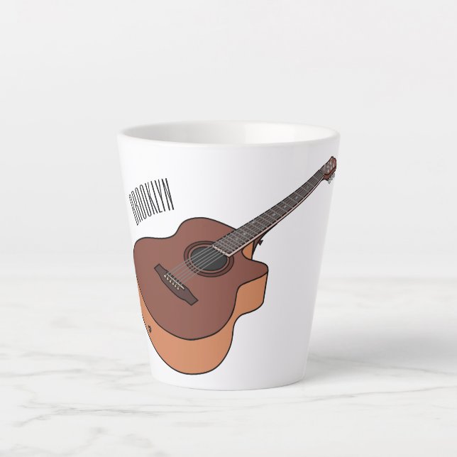 Taza De Café Latte Ilustracion personalizado de guitarra acústica (Anverso)
