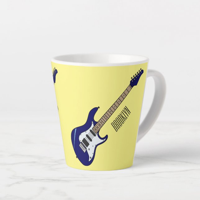 Taza De Café Latte Ilustracion personalizado de guitarra eléctrica (Ángulo derecho)