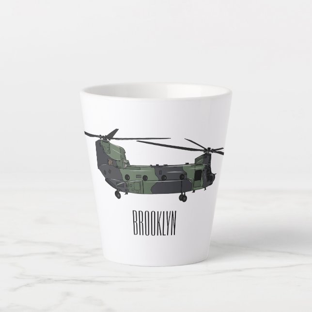 Taza De Café Latte Ilustracion personalizado de helicóptero del ejérc (Anverso)