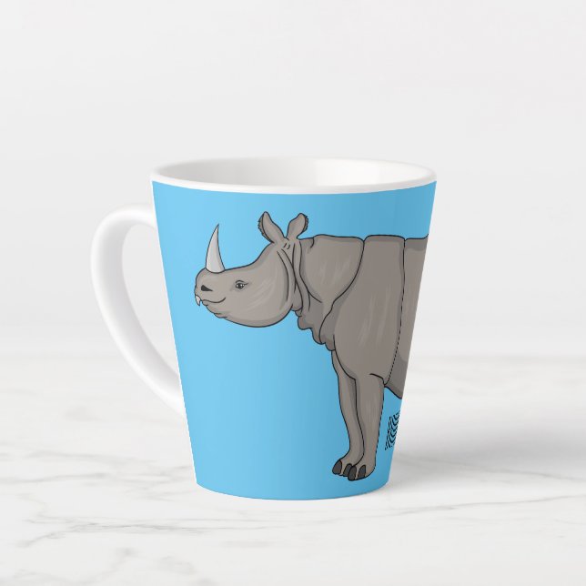 Taza De Café Latte Ilustracion personalizado de Javan rhinoceros (Ángulo izquierdo)