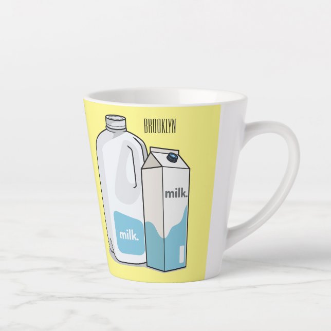 Taza De Café Latte Ilustracion personalizado de leche (Derecha)