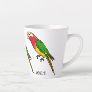 Taza De Café Latte Ilustracion personalizado de loro feliz