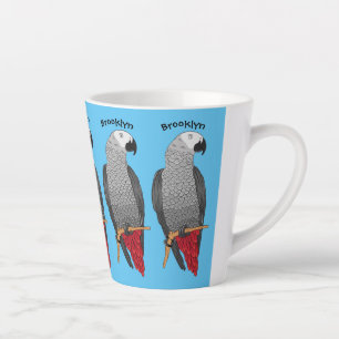 Taza De Café Latte Ilustracion personalizado de loro gris africano