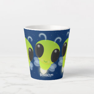 Taza De Café Latte Ilustracion personalizado de luciérnaga con brillo