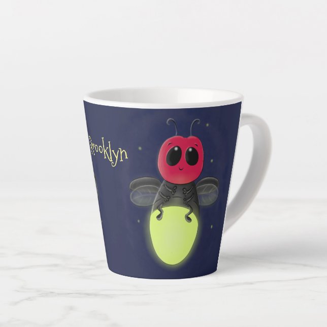 Taza De Café Latte Ilustracion personalizado de luciérnaga de bichos  (Ángulo derecho)
