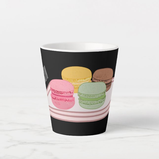 Taza De Café Latte Ilustracion personalizado de Macaron (Anverso)