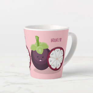 Taza De Café Latte Ilustracion personalizado de mangostino morado