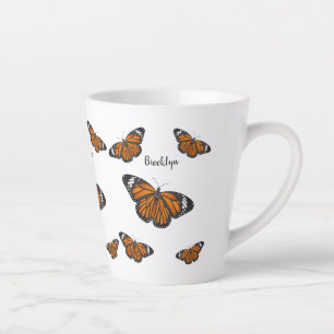 Taza De Café Latte Ilustracion personalizado de mariposa monarca