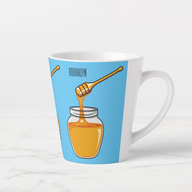Taza De Café Latte Ilustracion personalizado de miel (Derecha)