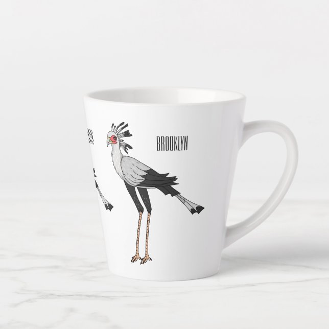 Taza De Café Latte Ilustracion personalizado de pájaro de Secretario (Derecha)