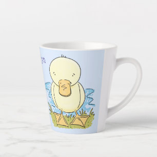 Taza De Café Latte Ilustracion personalizado de pato amarillo