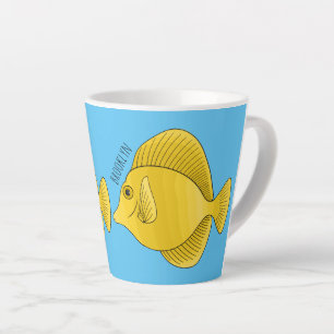 Taza De Café Latte Ilustracion personalizado de pescado tango amarill
