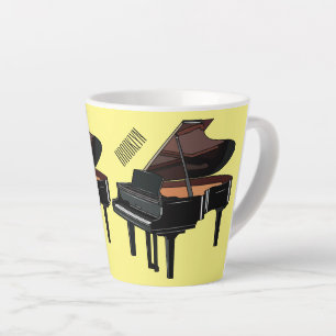 Taza De Café Latte Ilustracion personalizado de piano