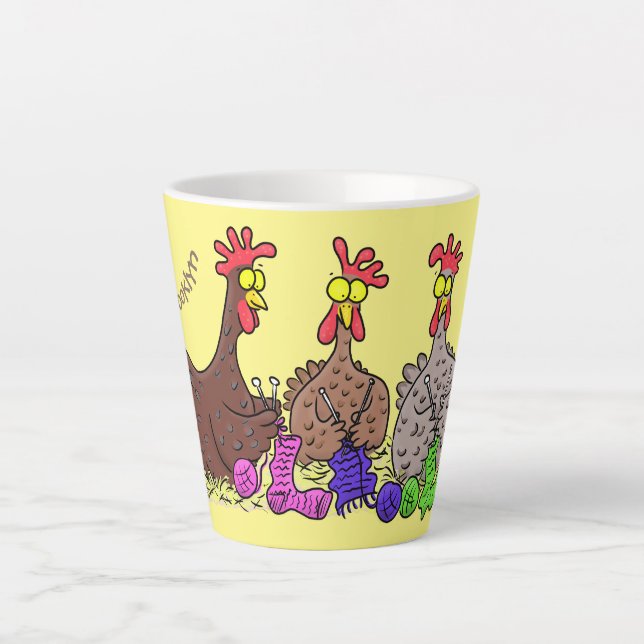 Taza De Café Latte Ilustracion personalizado de pollos de punto diver (Anverso)
