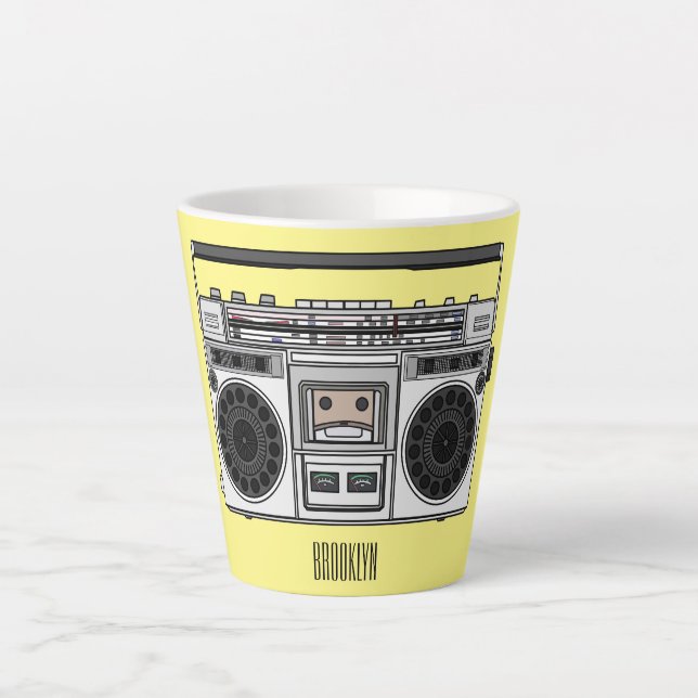 Taza De Café Latte Ilustracion personalizado de radio (Anverso)