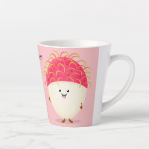 Taza De Café Latte Ilustracion personalizado de rambután rosa suave