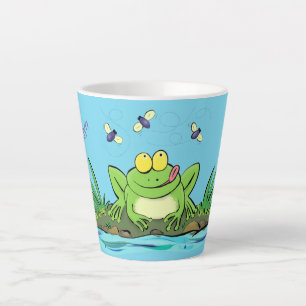Taza De Café Latte Ilustracion personalizado de rana verde dulce