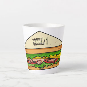 Taza De Café Latte Ilustracion personalizado de sándwich