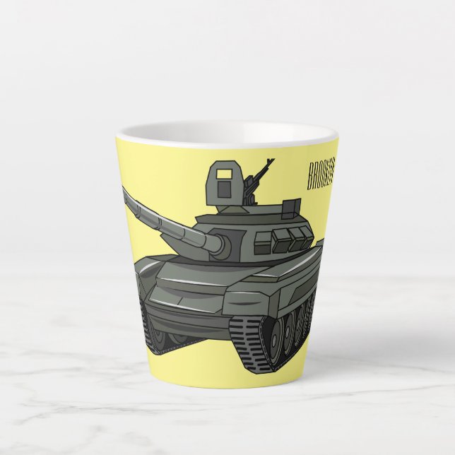 Taza De Café Latte Ilustracion personalizado de tanques (Anverso)