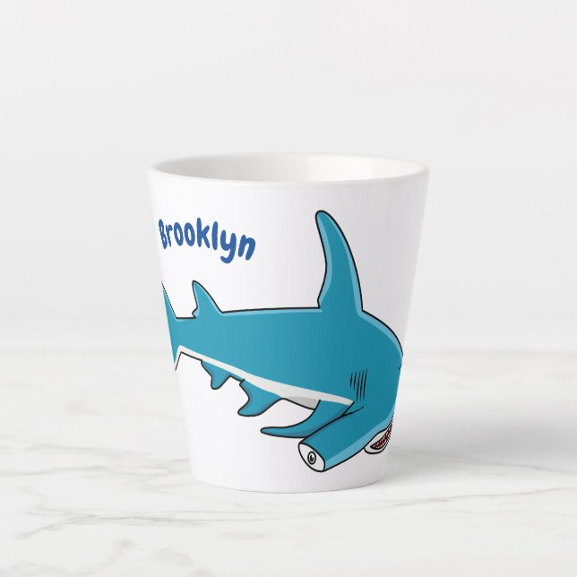 Taza De Café Latte Ilustracion personalizado de tiburón martillo (Anverso)