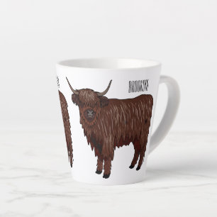 Taza De Café Latte Ilustracion personalizado de vaca de Highland