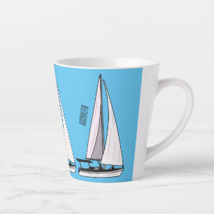 Taza De Café Latte Ilustracion personalizado de velero