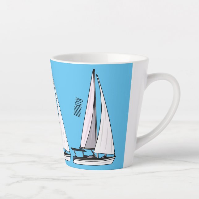 Taza De Café Latte Ilustracion personalizado de velero (Derecha)