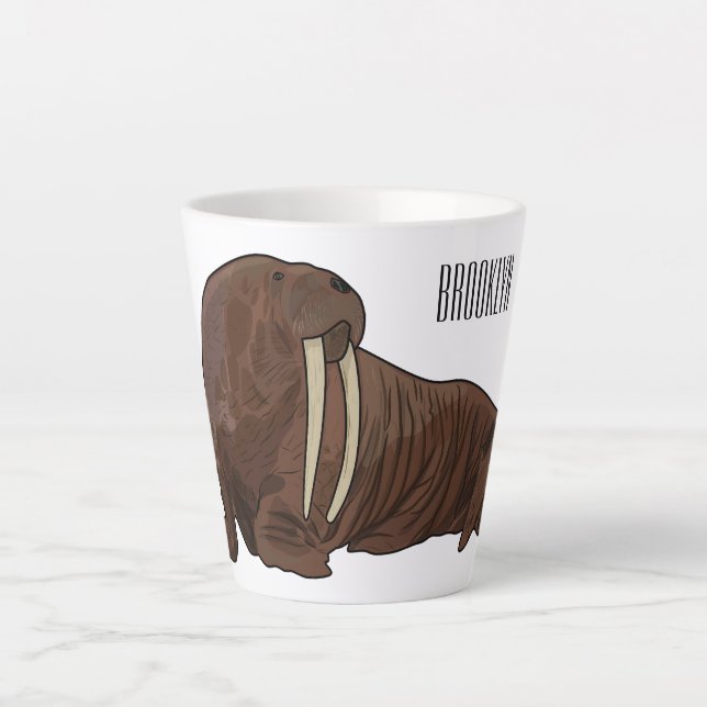 Taza De Café Latte Ilustracion personalizado de Walrus (Anverso)