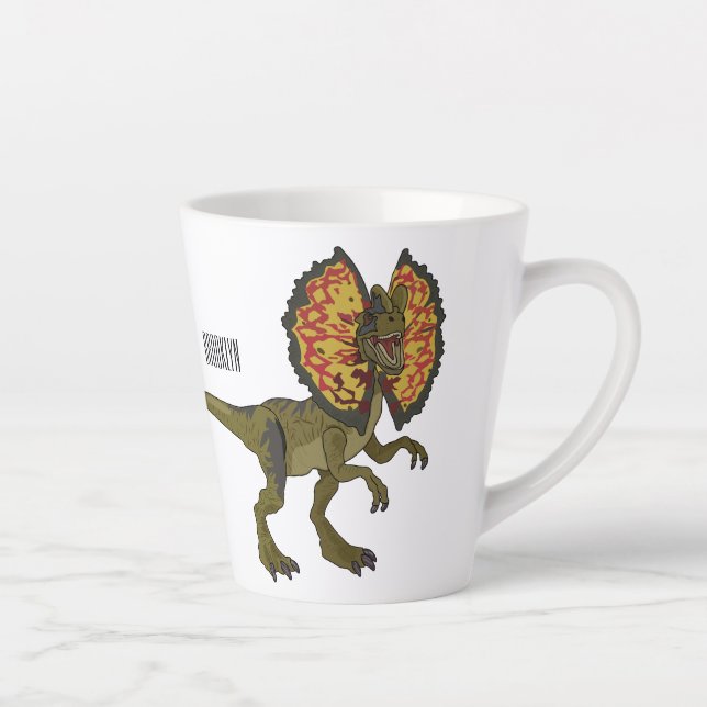Taza De Café Latte Ilustracion personalizado Dilophosaurus (Derecha)