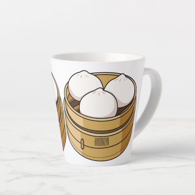 Taza De Café Latte Ilustracion personalizado Dim sum (Ángulo derecho)