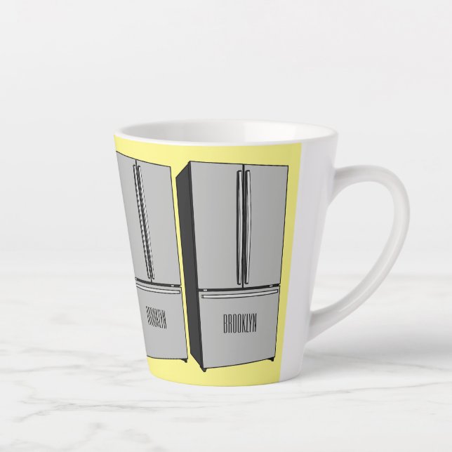 Taza De Café Latte Ilustracion personalizado frigorífico de puerta fr (Derecha)