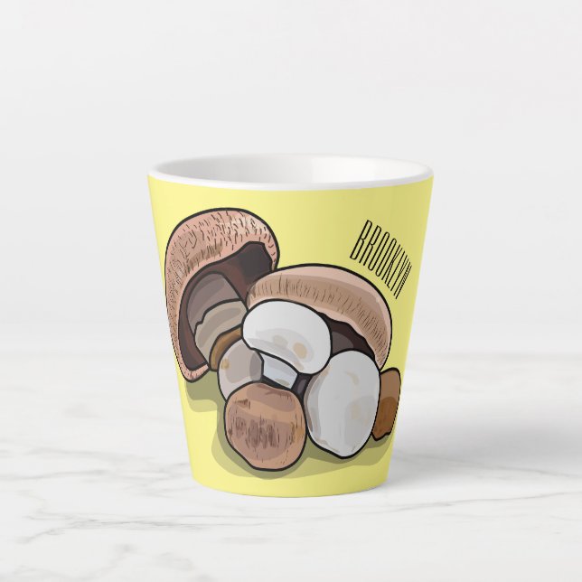 Taza De Café Latte Ilustracion personalizado hongo (Anverso)