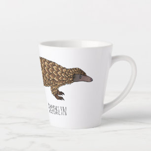 Taza De Café Latte Ilustracion personalizado pangolín de cola larga