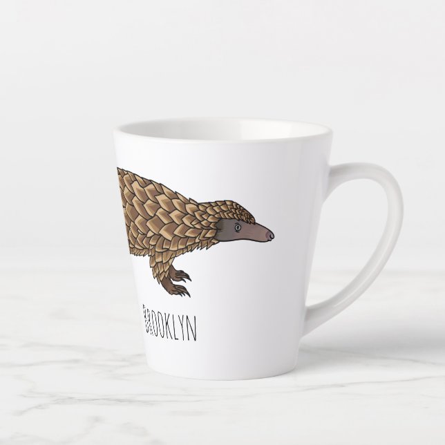 Taza De Café Latte Ilustracion personalizado pangolín de cola larga (Derecha)