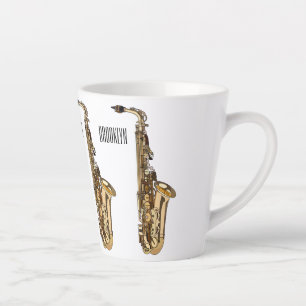 Taza De Café Latte Ilustracion personalizado saxofón