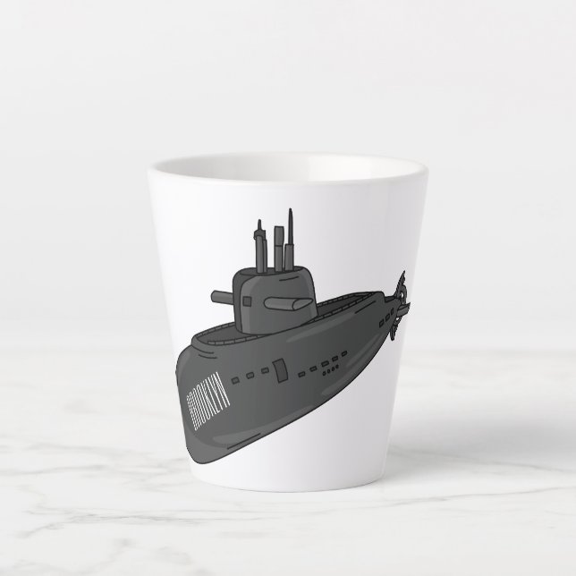 Taza De Café Latte Ilustracion personalizado submarino (Anverso)